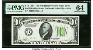 image for: Fr. 2004-B $10 1934 Federal Reserve Note. PMG Choice Uncirculated 64....