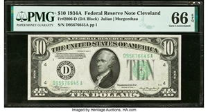 image for: Fr. 2006-D $10 1934A Federal Reserve Note. PMG Gem Uncirculated 66 EPQ....