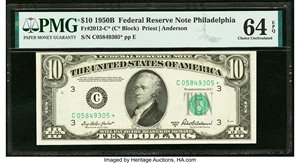 image for: Fr. 2012-C* $10 1950B Federal Reserve Star Note. PMG Choice Uncirculated 64 EPQ....