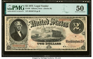 image for: Fr. 46 $2 1875 Legal Tender PMG About Uncirculated 50....