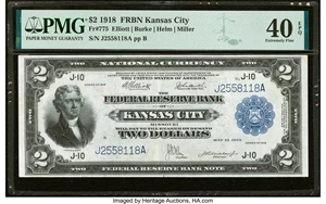 image for: Fr. 775 $2 1918 Federal Reserve Bank Note PMG Extremely Fine 40 EPQ....