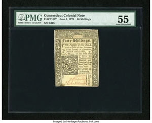 image for: Connecticut June 1, 1775 40s PMG About Uncirculated 55....