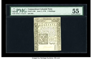 image for: Connecticut June 7, 1776 5s PMG About Uncirculated 55....