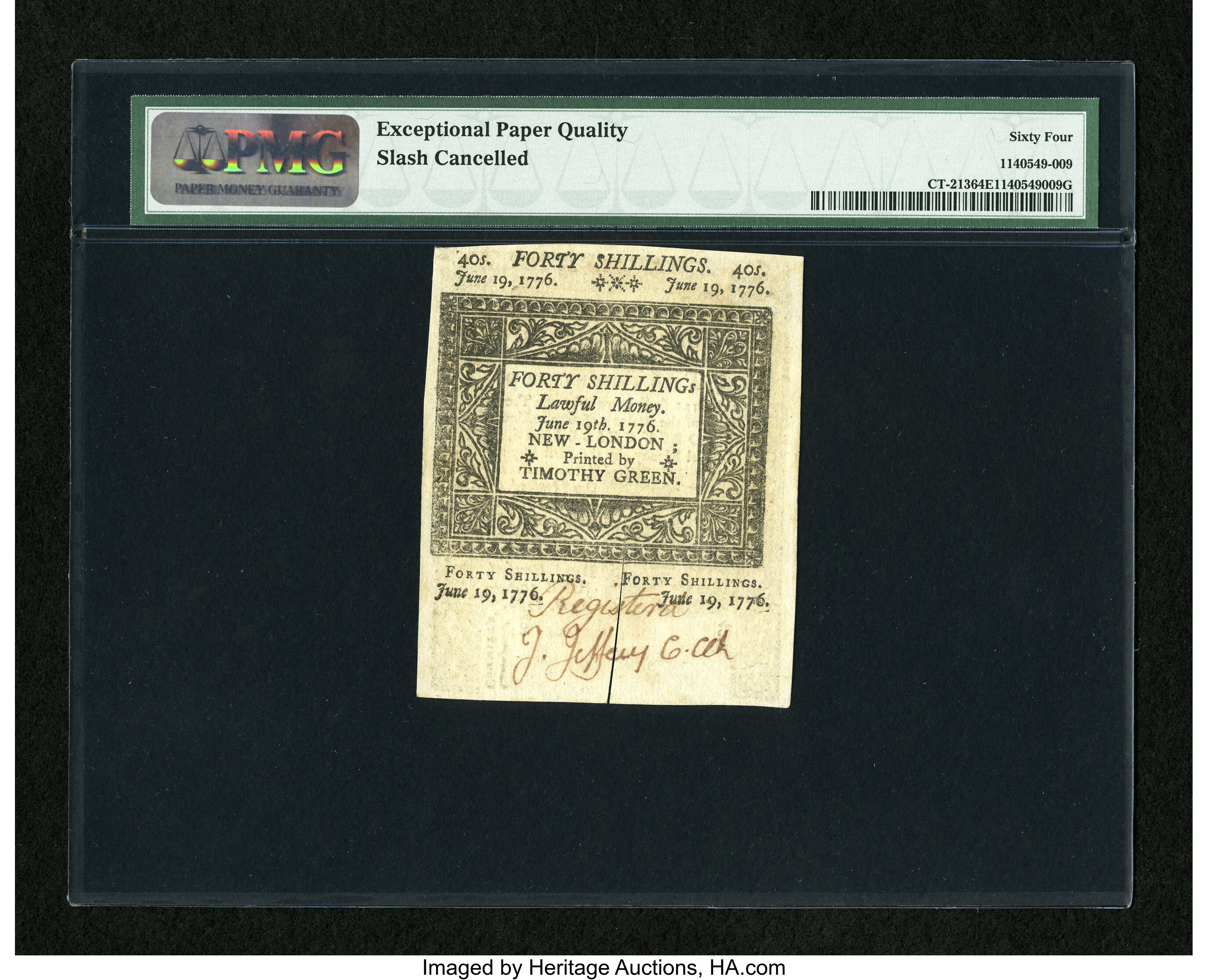 image for: Connecticut June 19, 1776 40s PMG Choice Uncirculated 64 EPQ....