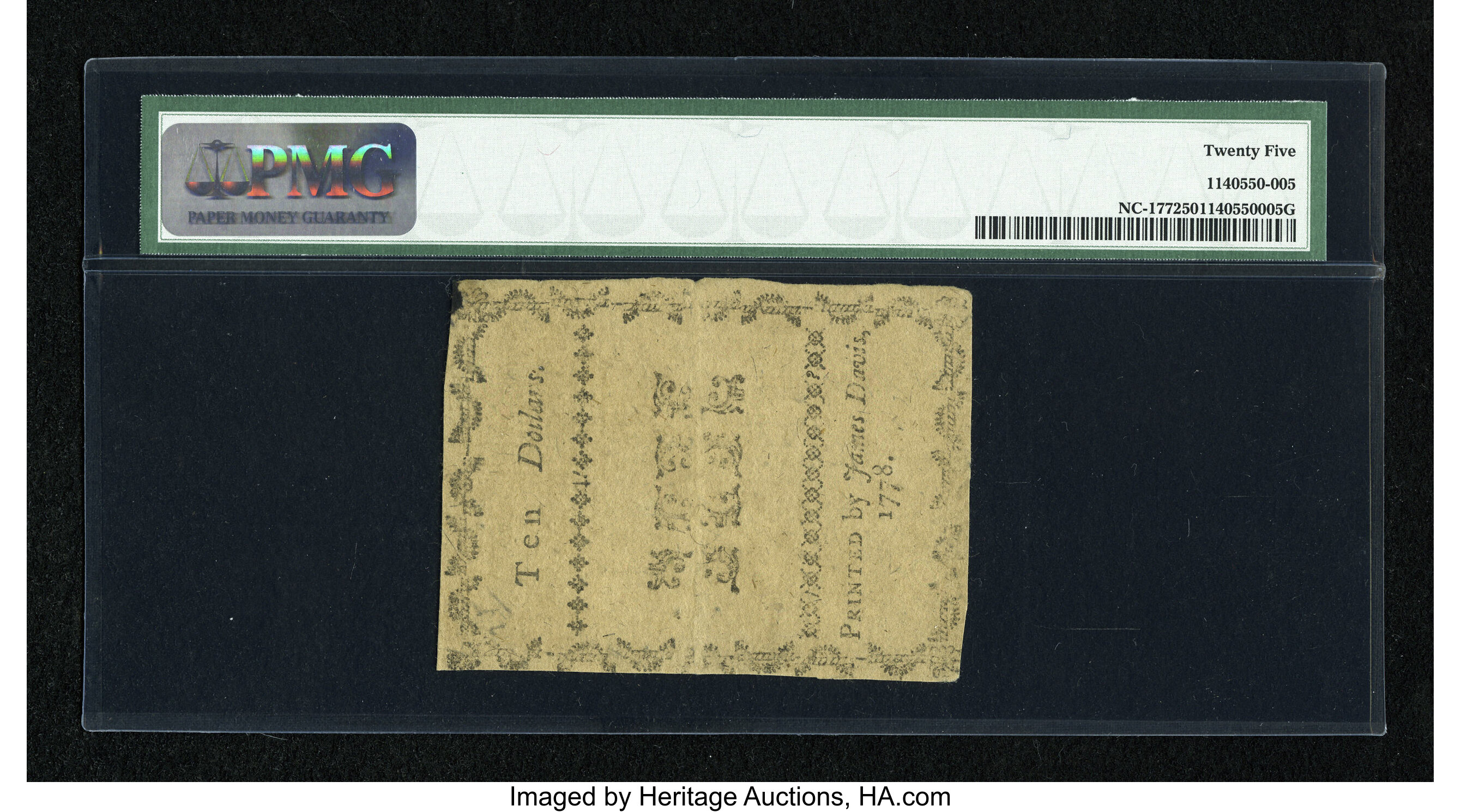 image for: North Carolina August 8, 1778 $10 PMG Very Fine 25....