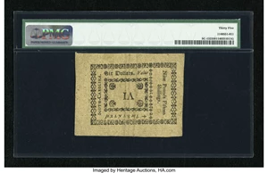 image for: South Carolina October 19, 1776 $6 PMG Choice Very Fine 35....