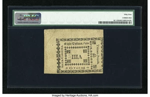 image for: South Carolina October 19, 1776 $8 PMG About Uncirculated 55....