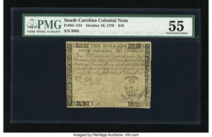image for: South Carolina October 19, 1776 $10 PMG About Uncirculated 55....