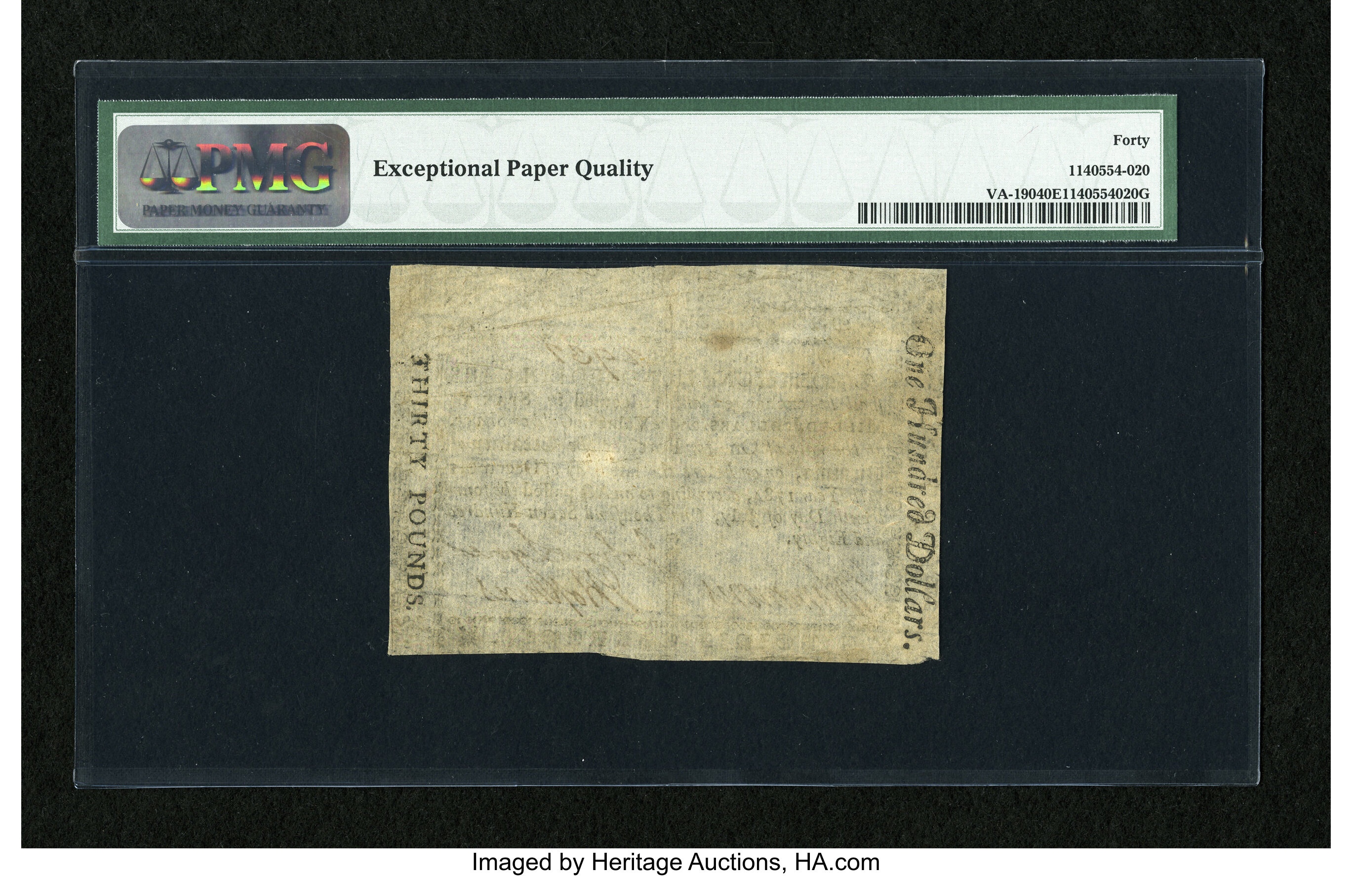 image for: Virginia July 14, 1780 $100 PMG Extremely Fine 40 EPQ....