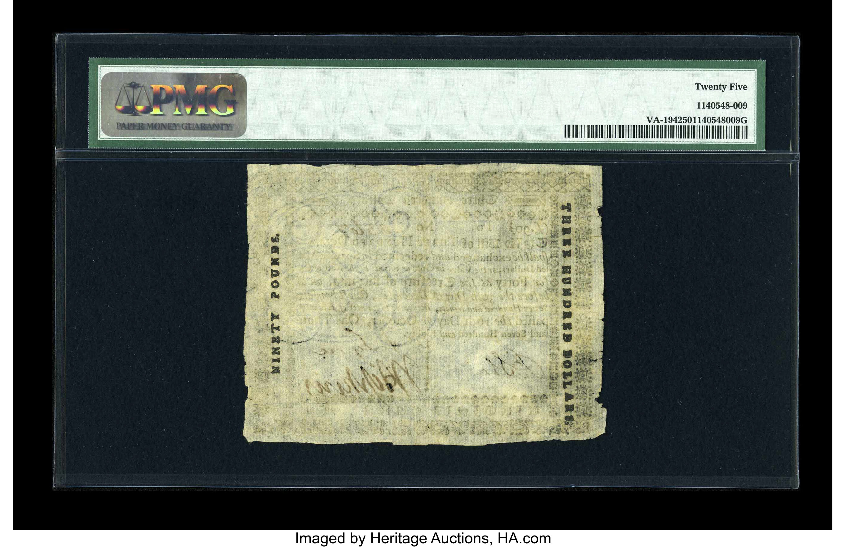 image for: Virginia October 16, 1780 $300 PMG Very Fine 25....