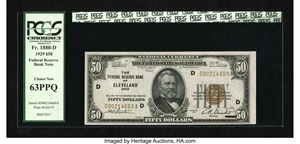 image for: Fr. 1880-D $50 1929 Federal Reserve Bank Note. PCGS Choice New 63PPQ....