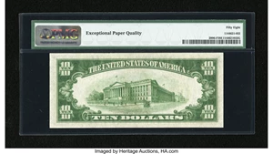 image for: Fr. 2006-F $10 1934A Federal Reserve Note. PMG Choice About Unc 58 EPQ....