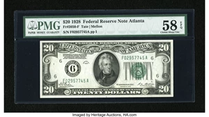 image for: Fr. 2050-F $20 1928 Federal Reserve Note. PMG Choice About Unc 58 EPQ....