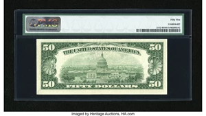 image for: Fr. 2112-B $50 1950E Federal Reserve Note. PMG About Uncirculated 55....