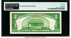 image for: Low Serial Number 63 Fr. 1950-C $5 1928 Federal Reserve Note. PMG Gem Uncirculated 65 EPQ....