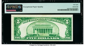 image for: Low Serial Number 25 Fr. 1950-D $5 1928 Federal Reserve Note. PMG Choice About Unc 58 EPQ....