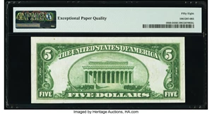 image for: Low Serial Number 66 Fr. 1950-D $5 1928 Federal Reserve Note. PMG Choice About Unc 58 EPQ....