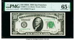 image for: Fr. 2001-L $10 1928A Federal Reserve Note. PMG Gem Uncirculated 65 EPQ....