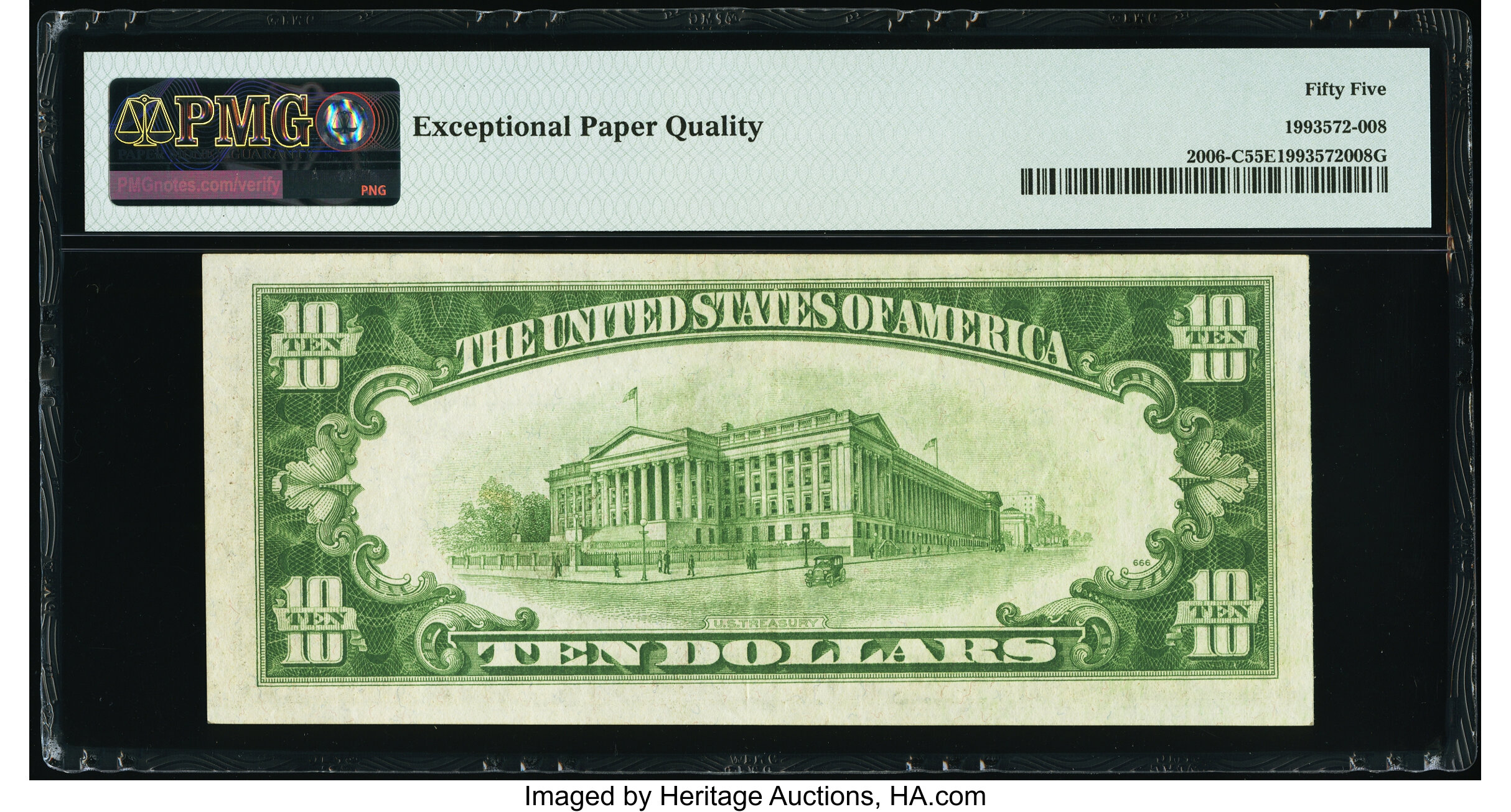 image for: Solid Serial Number 44444444 Fr. 2006-C $10 1934A Federal Reserve Note. PMG About Uncirculated 55 EPQ....