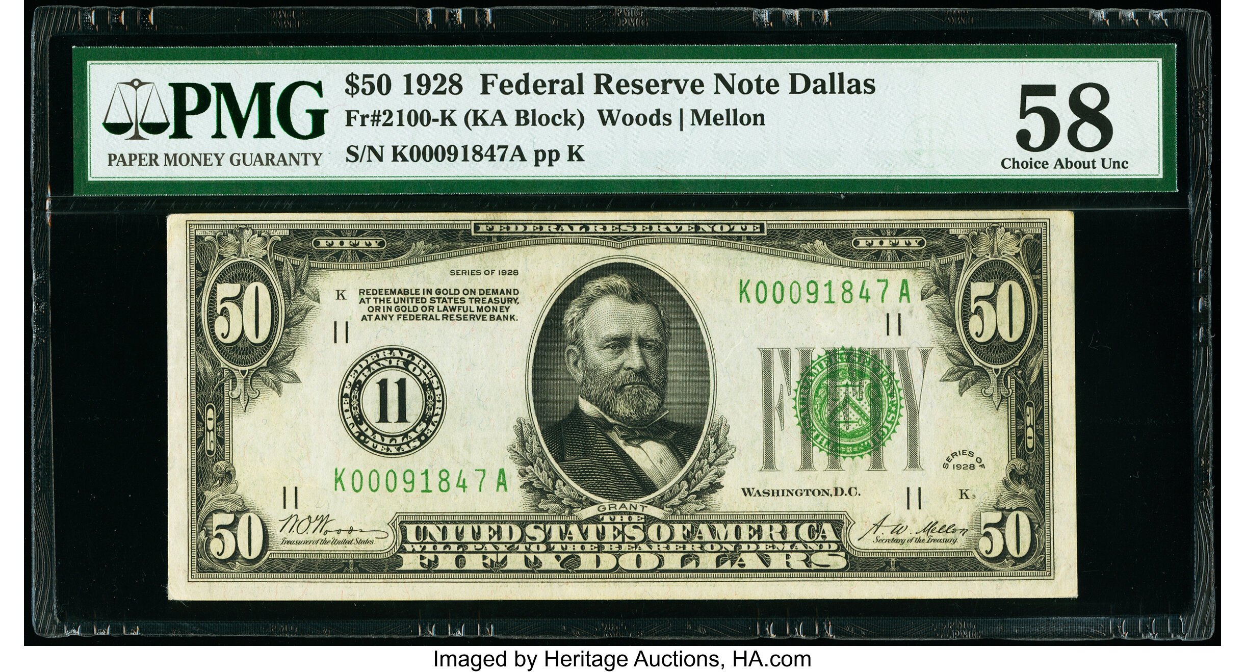 image for: Fr. 2100-K $50 1928 Federal Reserve Note. PMG Choice About Unc 58....