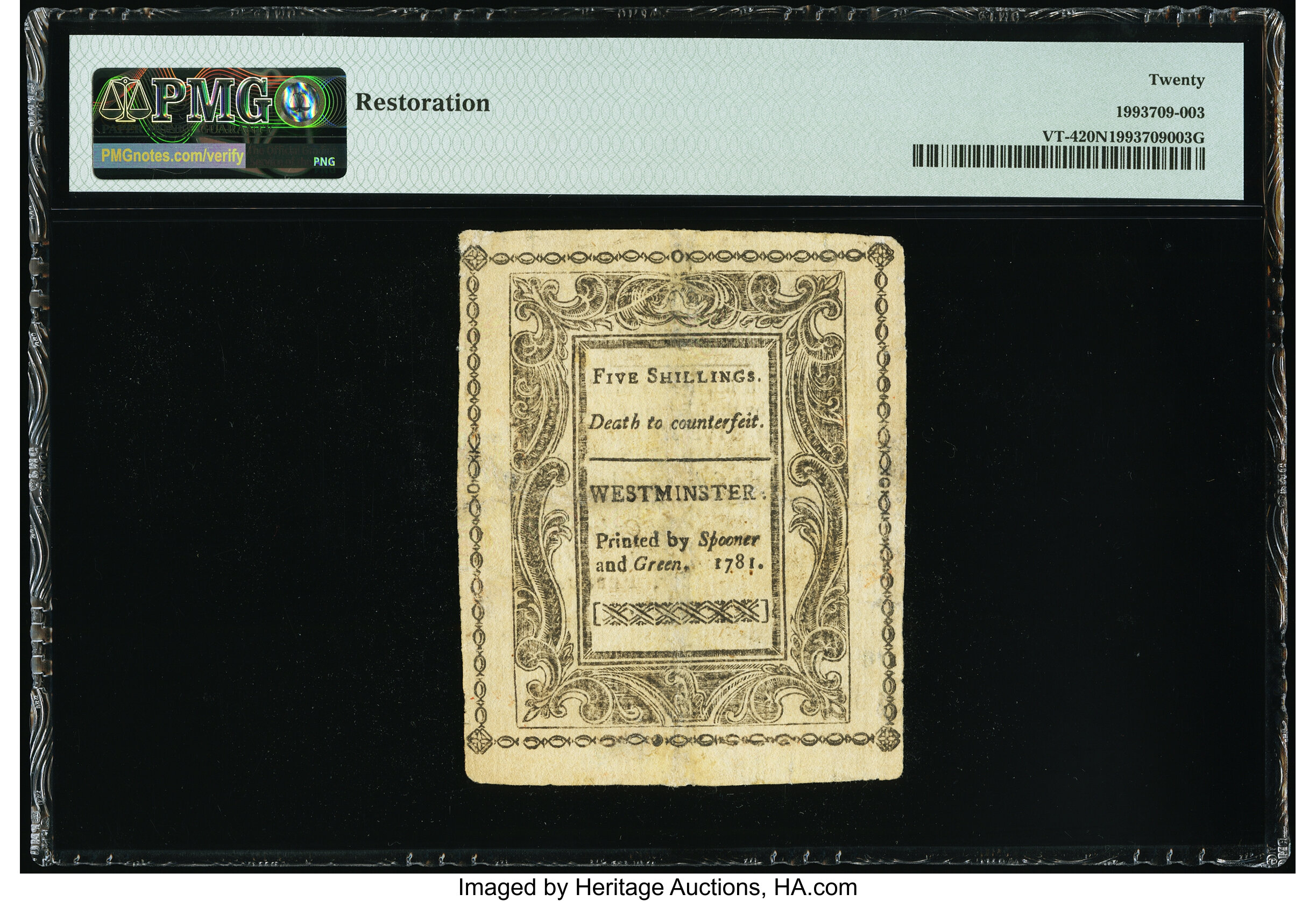 image for: Vermont February 1781 5s PMG Very Fine 20 Net....