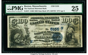 image for: Boston, MA - $100 1882 Date Back Fr. 571 The National Shawmut Bank Ch. # (N)5155 PMG Very Fine 25....