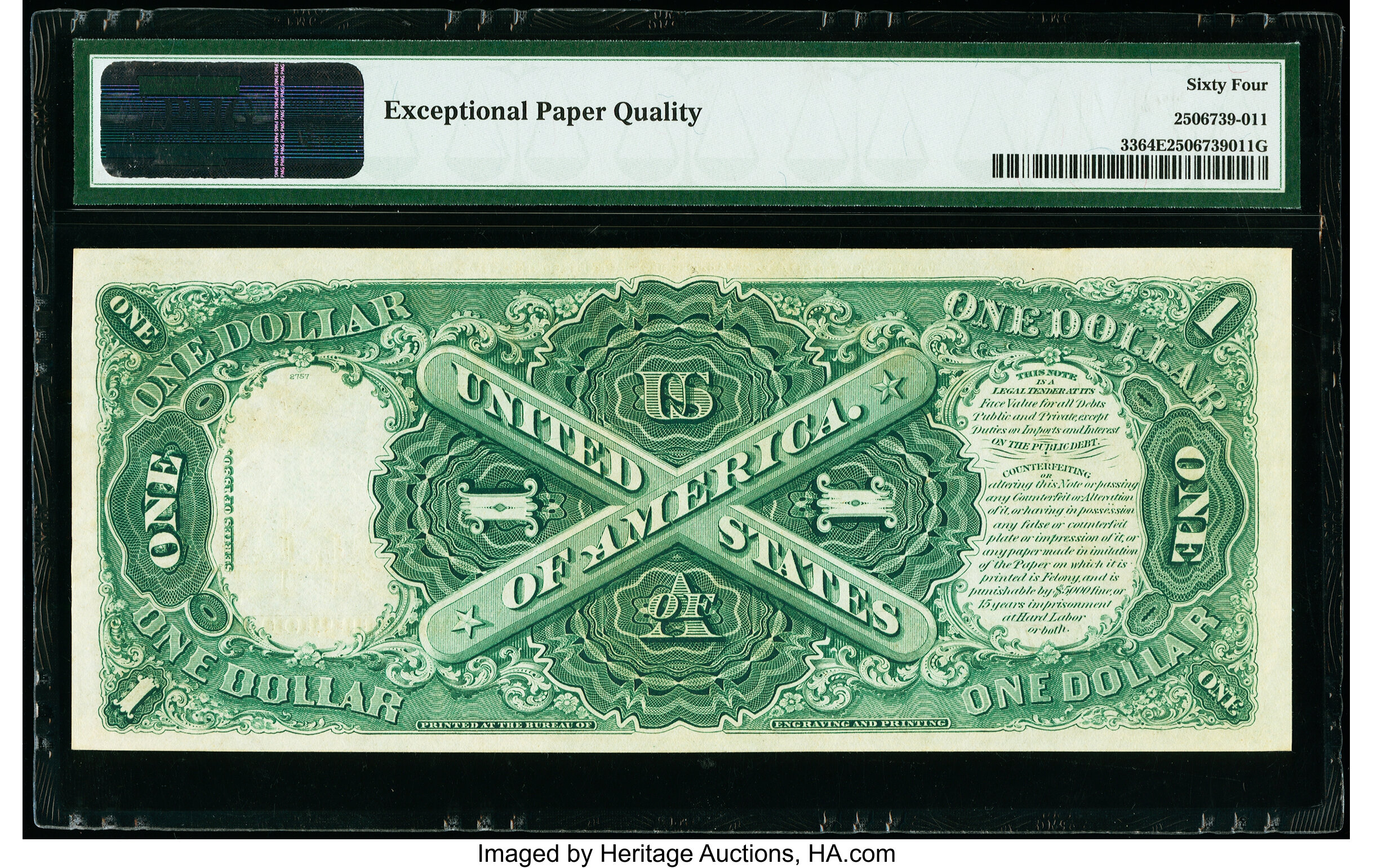 image for: Fr. 33 $1 1880 Legal Tender PMG Choice Uncirculated 64 EPQ....