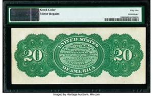 image for: Fr. 126b $20 1863 Legal Tender PMG About Uncirculated 55....