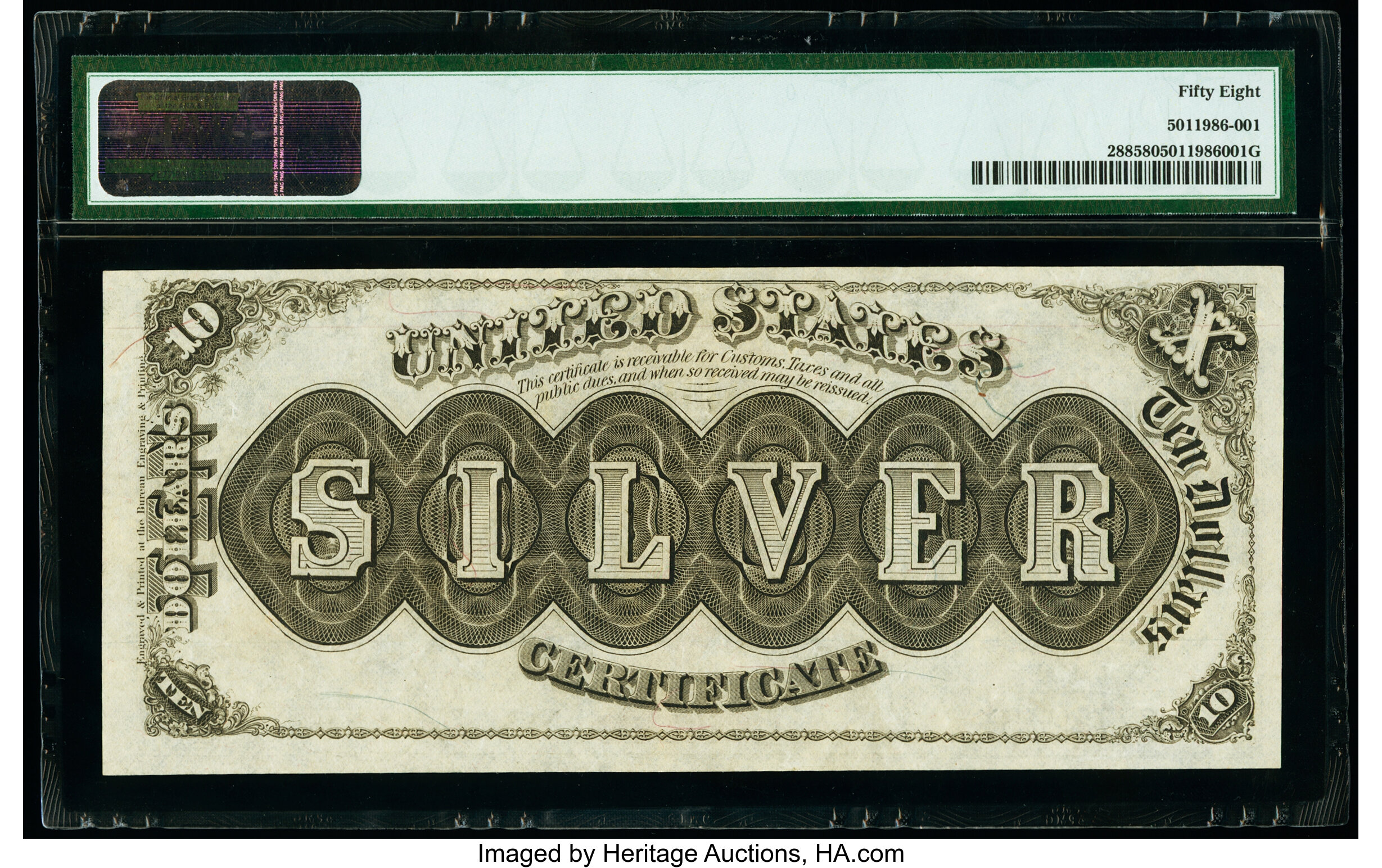 image for: Fr. 288 $10 1880 Silver Certificate PMG Choice About Unc 58....