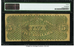 image for: Fr. 3 $5 1861 Demand Note PMG Fine 12....