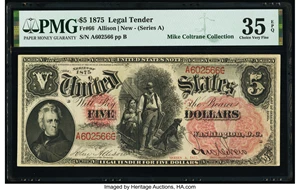 image for: Fr. 66 $5 1875 Legal Tender PMG Choice Very Fine 35 EPQ....