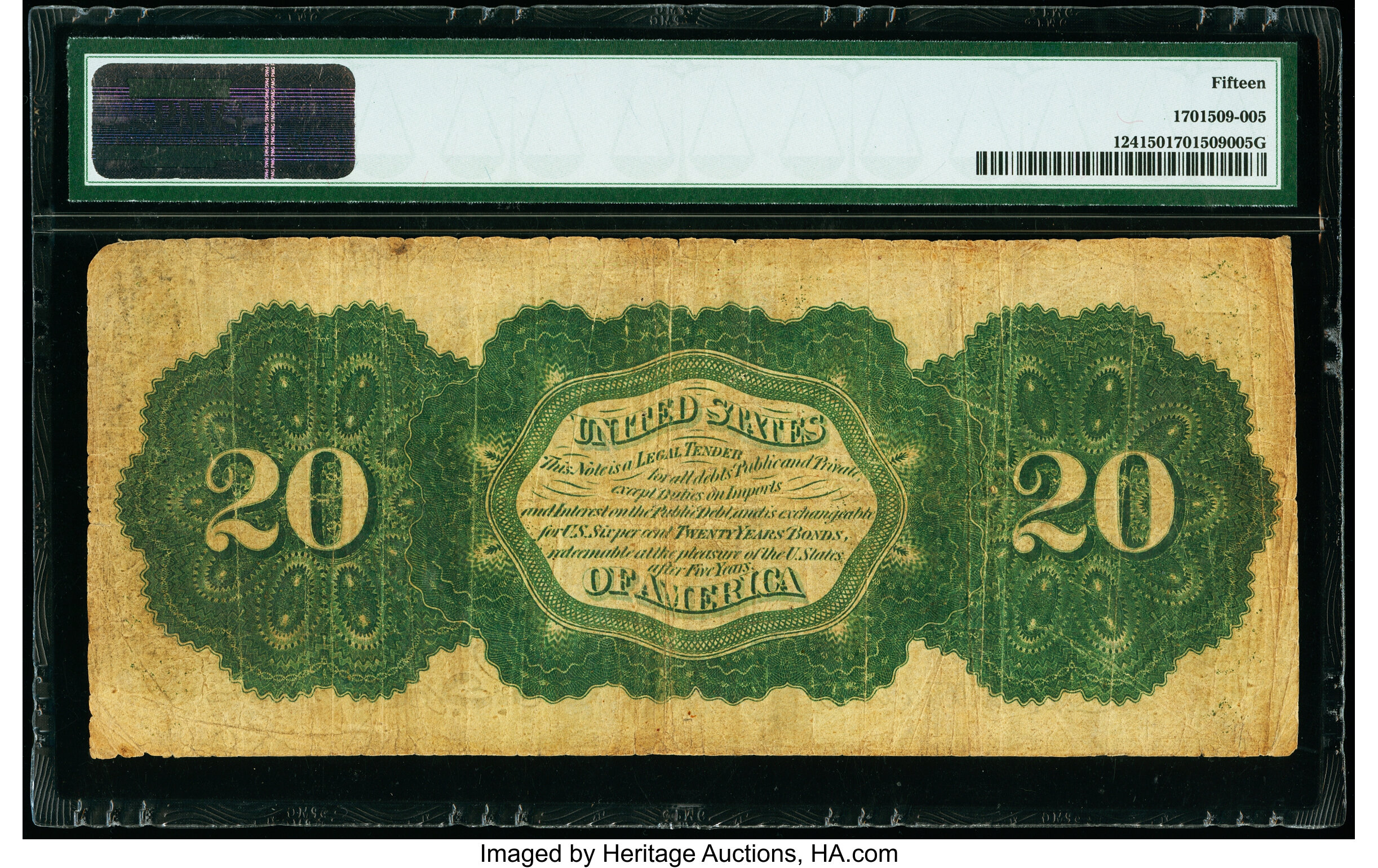 image for: Fr. 124 $20 1862 Legal Tender PMG Choice Fine 15....