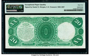 image for: D. N. Morgan Courtesy Autographed Fr. 141 $20 1880 Legal Tender PMG Choice Uncirculated 64 EPQ....