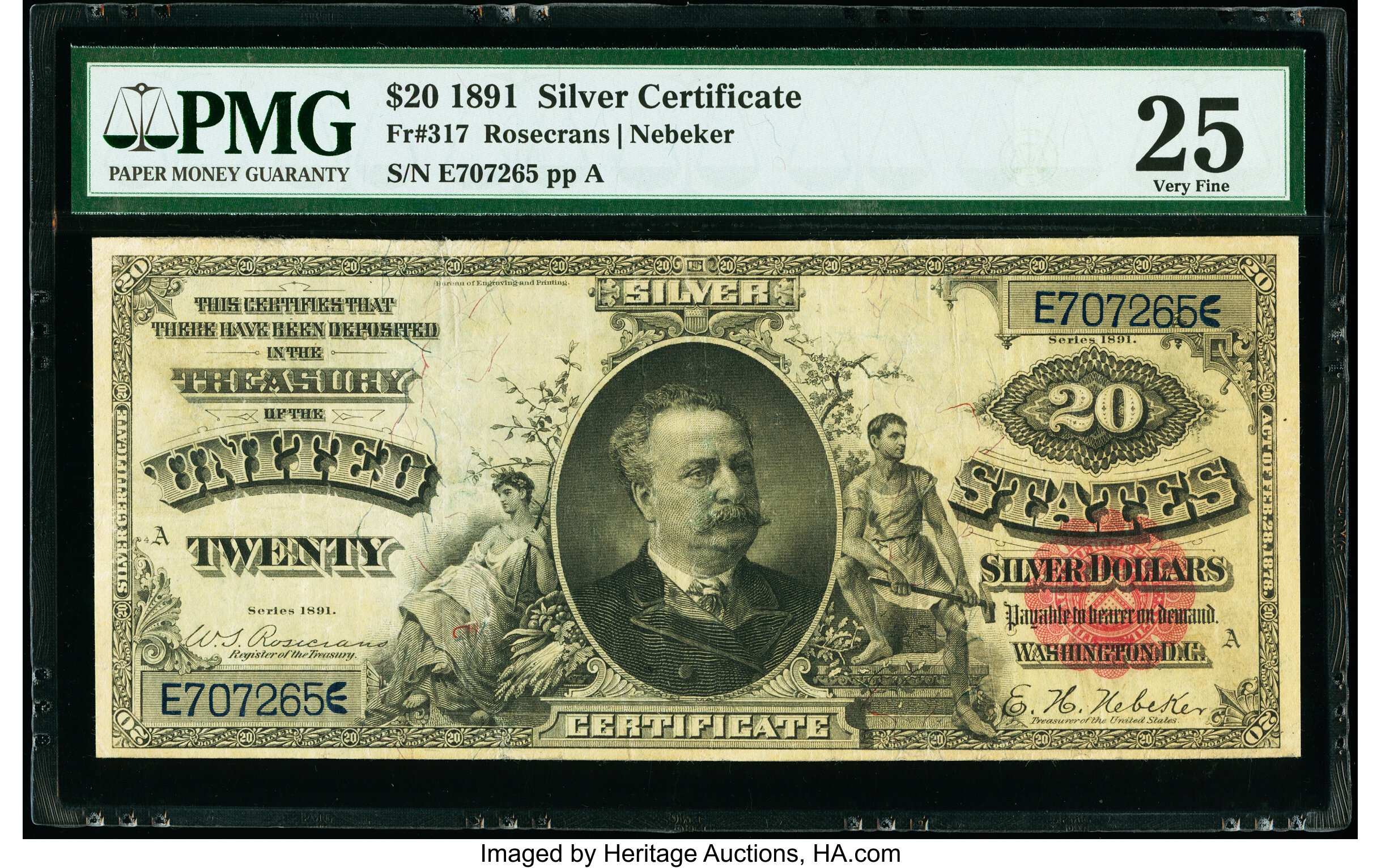 image for: Fr. 317 $20 1891 Silver Certificate PMG Very Fine 25....