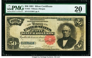 image for: Fr. 331 $50 1891 Silver Certificate PMG Very Fine 20....