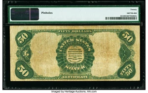 image for: Fr. 331 $50 1891 Silver Certificate PMG Very Fine 20....