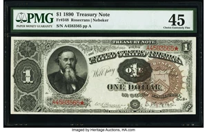 image for: Fr. 348 $1 1890 Treasury Note PMG Choice Extremely Fine 45....