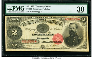 image for: Fr. 355 $2 1890 Treasury Note PMG Very Fine 30....