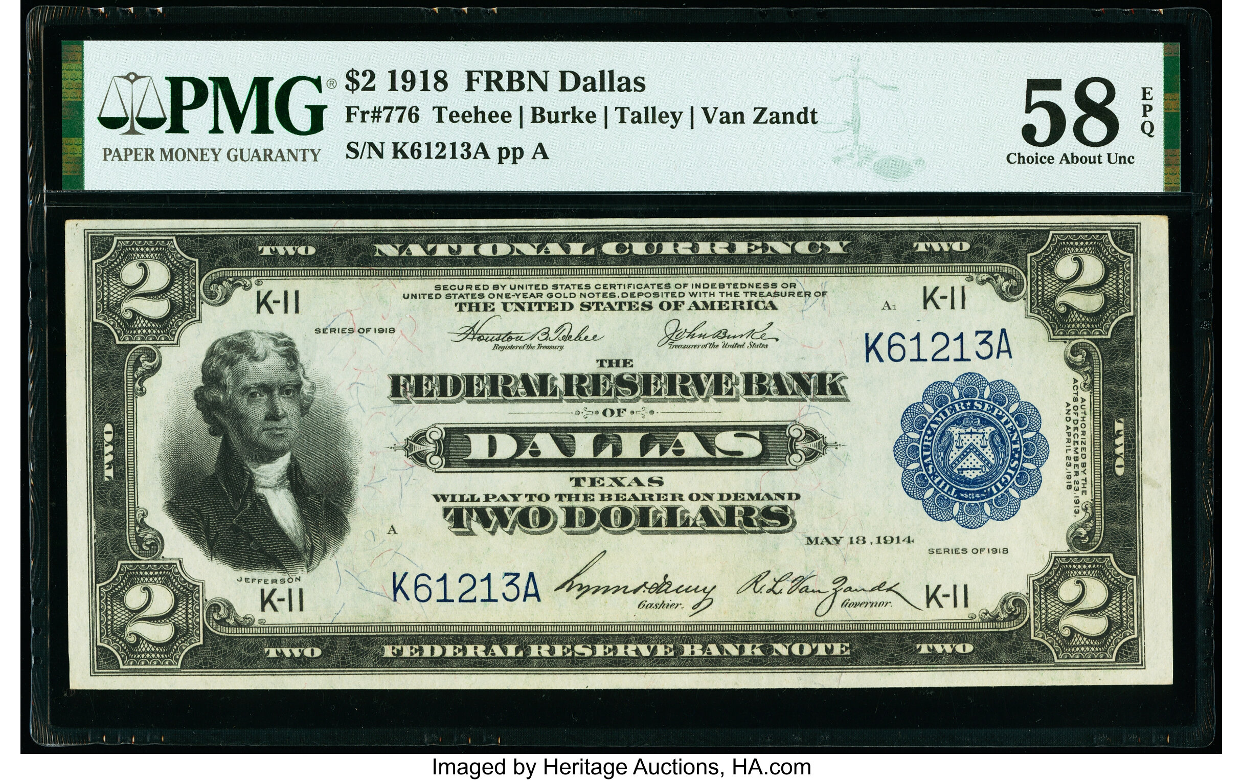 image for: Fr. 776 $2 1918 Federal Reserve Bank Note PMG Choice About Unc 58 EPQ....