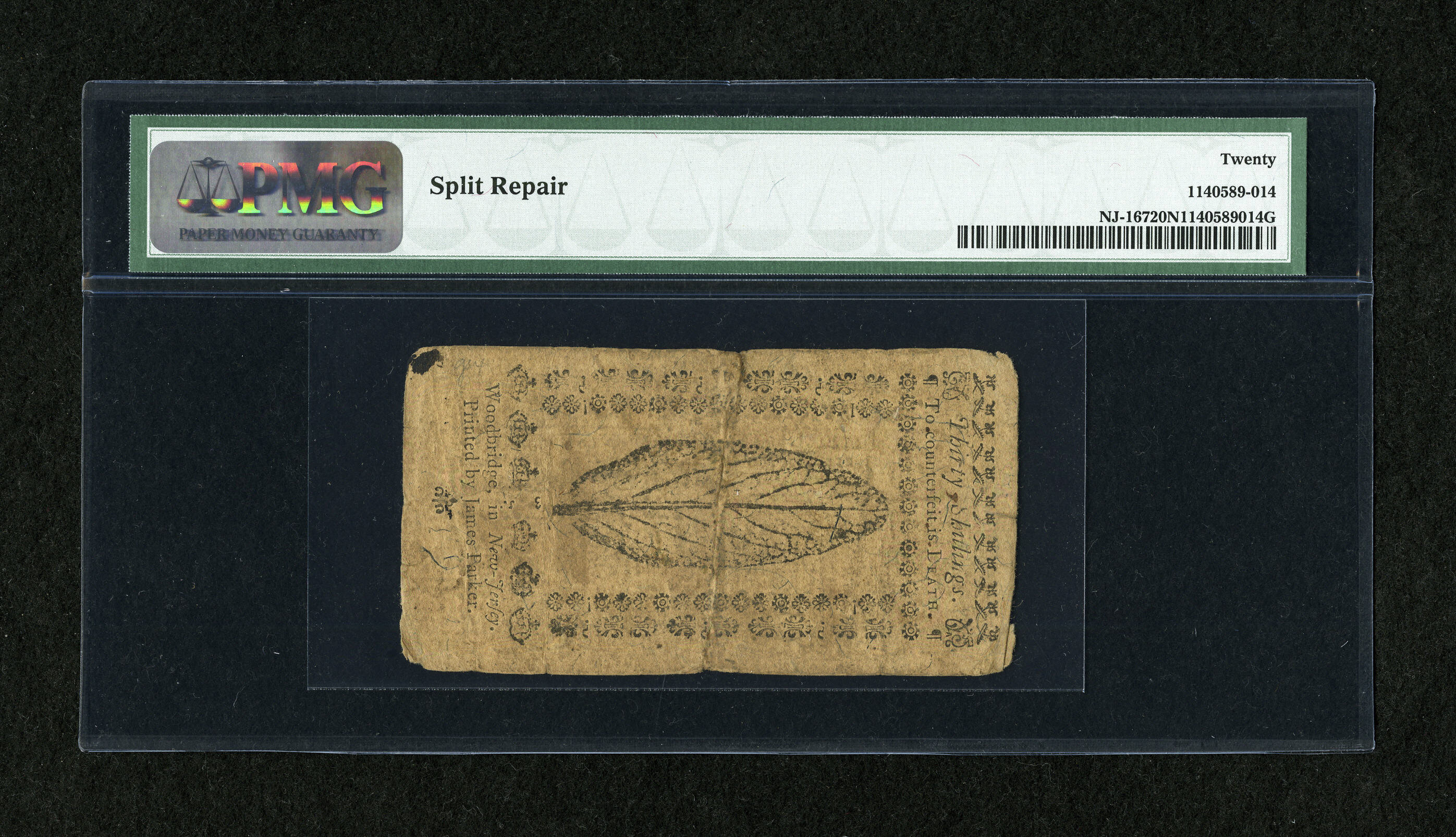 image for: New Jersey April 16, 1764 30s PMG Very Fine 20 Net....