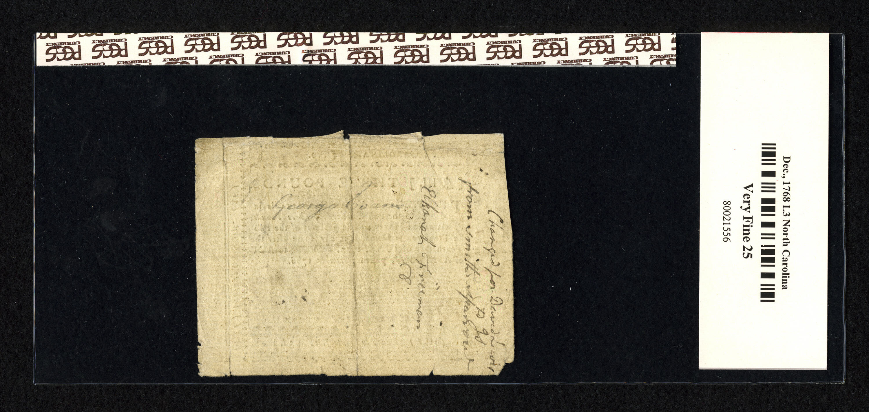 image for: North Carolina December, 1768 £3 PCGS Apparent Very Fine 25....