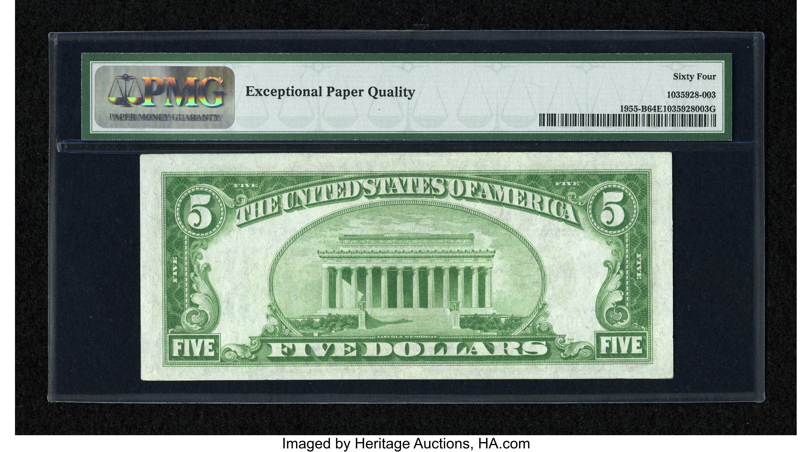 image for: Fr. 1955-B $5 1934 Light Green Seal Federal Reserve Note. PMG Choice Uncirculated 64 EPQ....