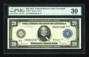 image for: Fr. 977 $20 1914 Federal Reserve Note PMG Very Fine 30....