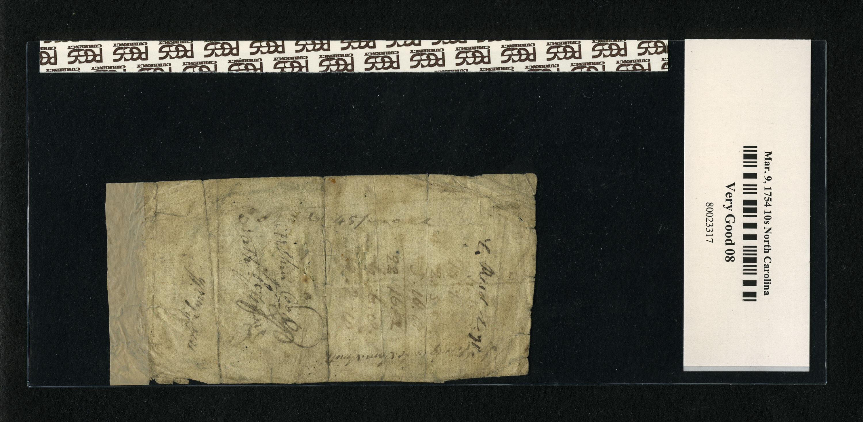 image for: North Carolina March 9, 1754 10s PCGS Apparent Very Good 08....