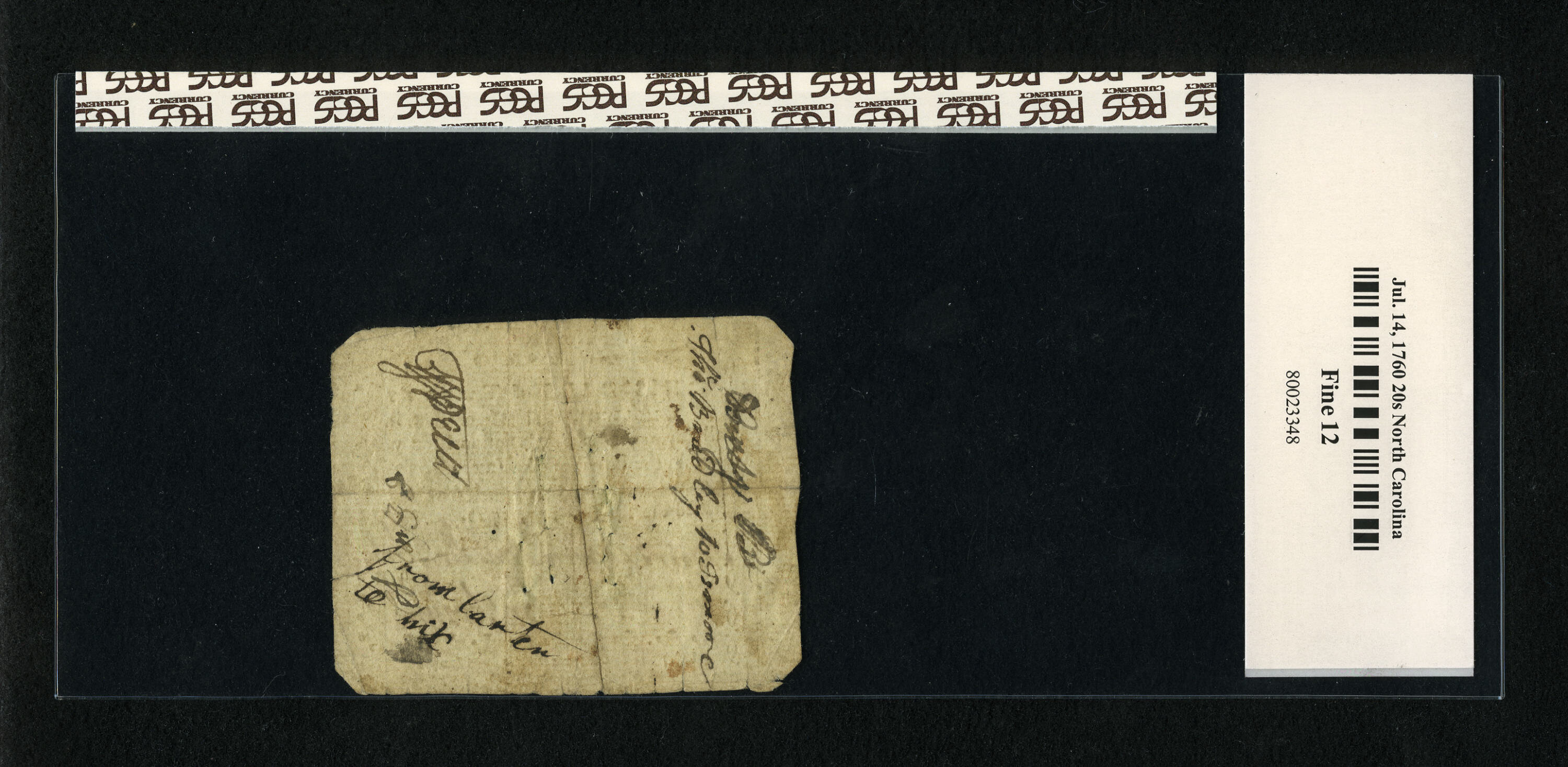 image for: North Carolina July 14, 1760 20s PCGS Apparent Fine 12....