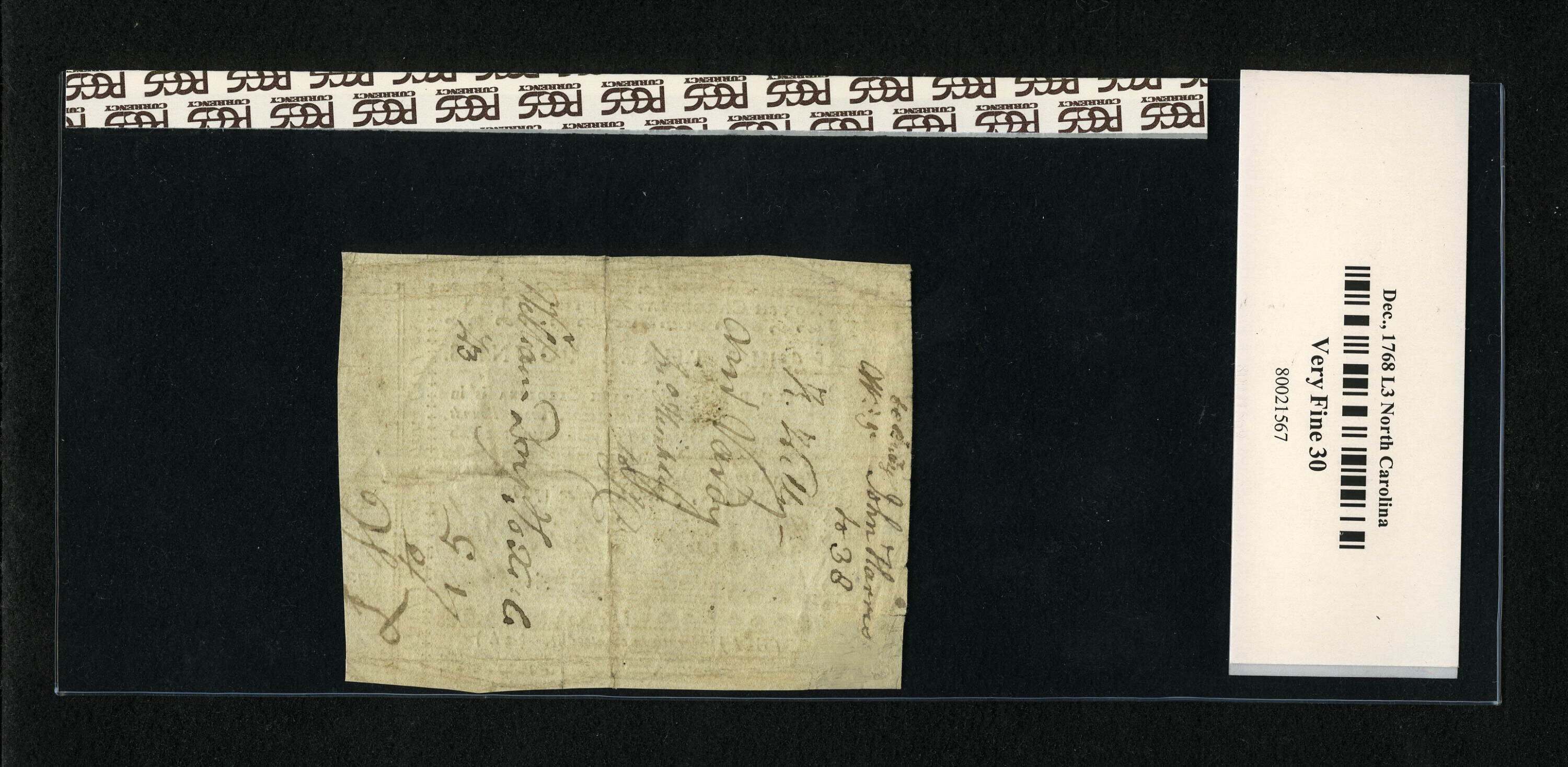 image for: North Carolina December, 1768 £3 PCGS Apparent Very Fine 30....