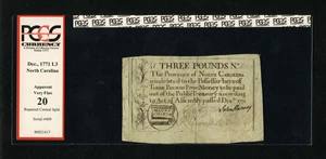 image for: North Carolina December, 1771 £3 PCGS Apparent Very Fine 20....