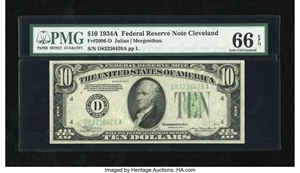 image for: Fr. 2006-D $10 1934A Federal Reserve Note. PMG Gem Uncirculated 66 EPQ....
