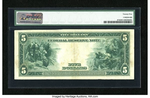 image for: Fr. 874 $5 1914 Federal Reserve Note PMG Very Fine 25....