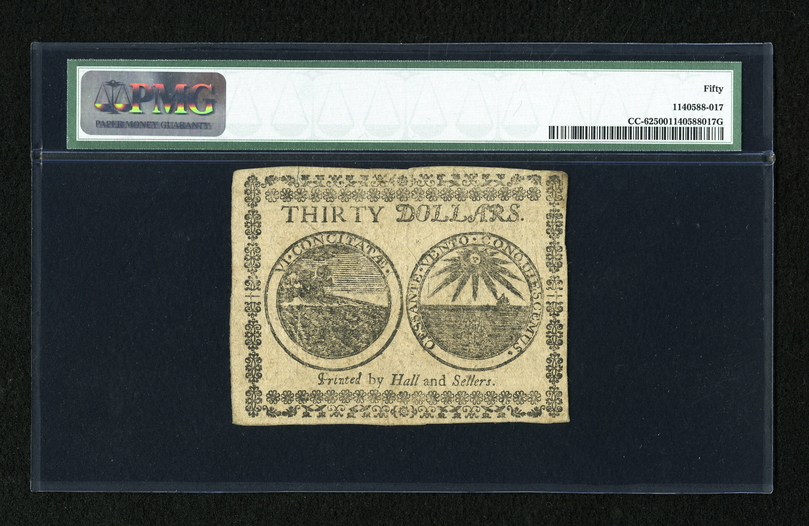 image for: Continental Currency February 26, 1777 $30 PMG About Uncirculated 50....